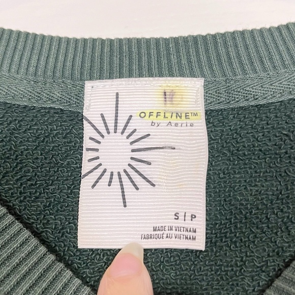 OFFLINE By Aerie Running Late Crop Top Cinch Side Crew Pullover Oversized Womens - Picture 3 of 11